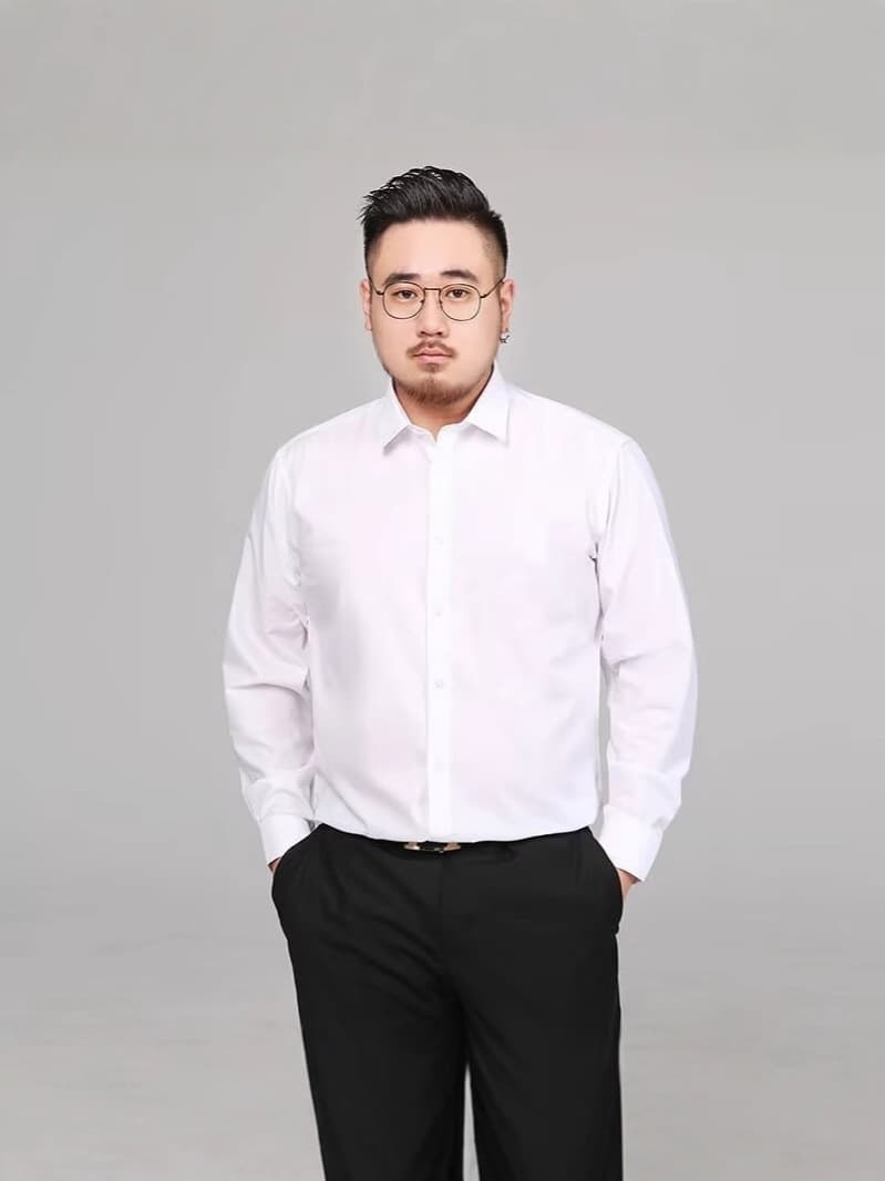 Men's Shirt Plus Size Long Sleeve Business Formal Shirt Loose Wrinkle-Free Work Shirt for Heavy Men
