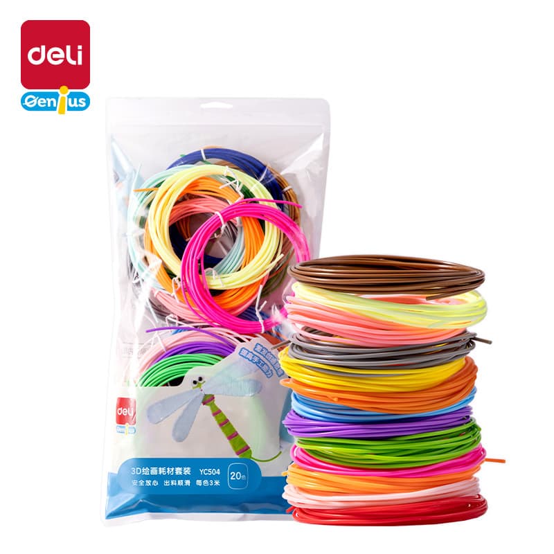 Deli 3D Printing Filament Set 20 Colors 3D Pen Filament Low Temperature PCL Children's 3D Pen Refills