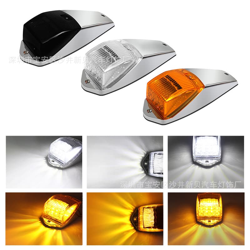 17LED Truck Side Marker Light, Amber Chrome Cab Roof Light for Trucks