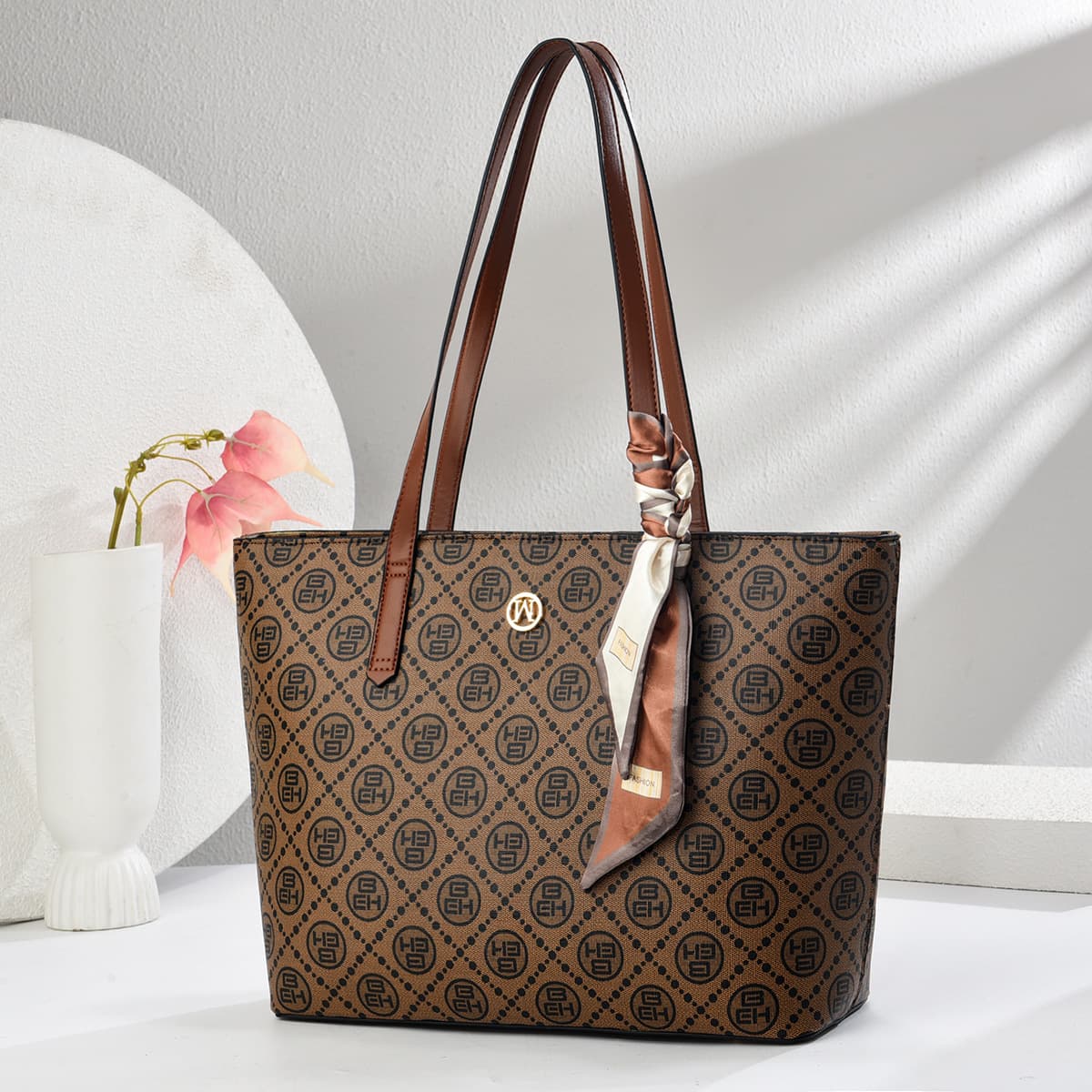 Tote bag plaid handbag large capacity shoulder crossbody bag silk scarf accessories Taizhou women's bag wholesale bags