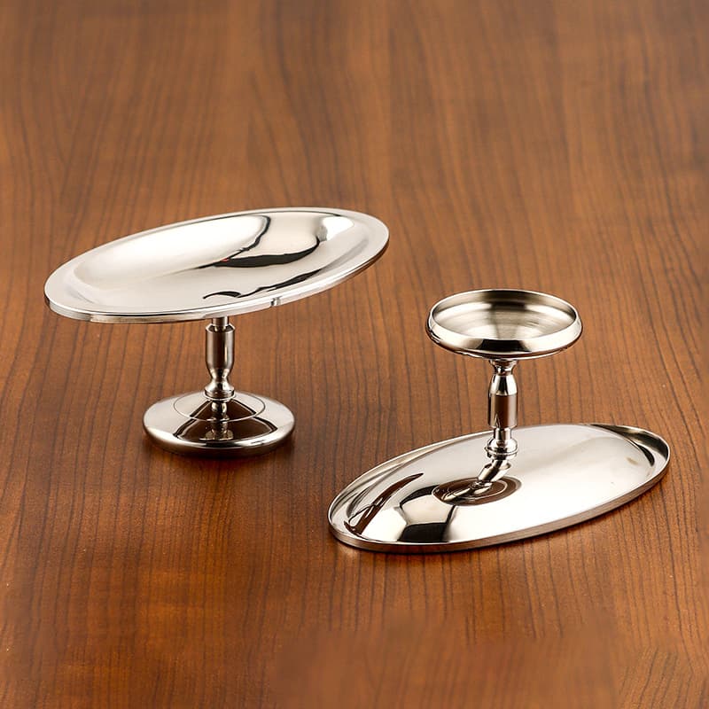 Nordic Stainless Steel Cake Plate, Stemmed Cup, Ice Cream Cup, Instagram-Famous Oval Stemmed Dessert Plate, Fruit Plate