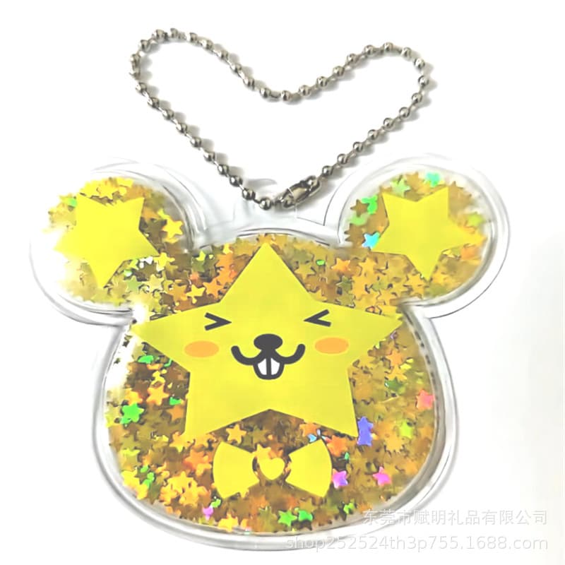 Custom Keychain with Glitter and Sequins Cartoon Animal Pendant Transparent PVC Glitter Sequins Keychain Accessory