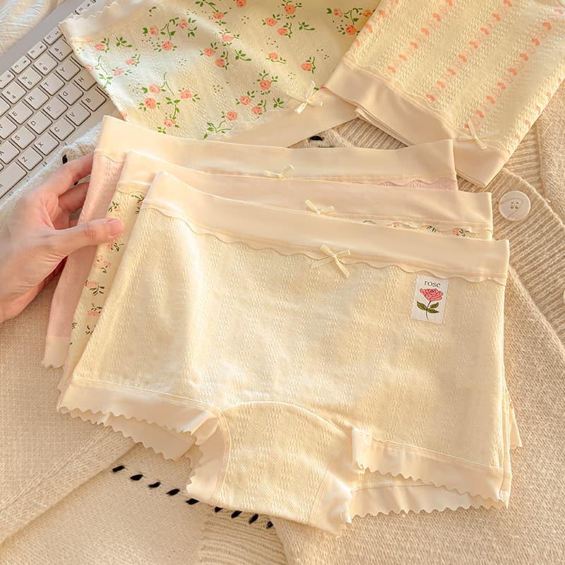 Women's underwear, pure cotton, high-waisted, soft and breathable, Class A baby cotton, 10A antibacterial, all-cotton crotch boxer shorts.