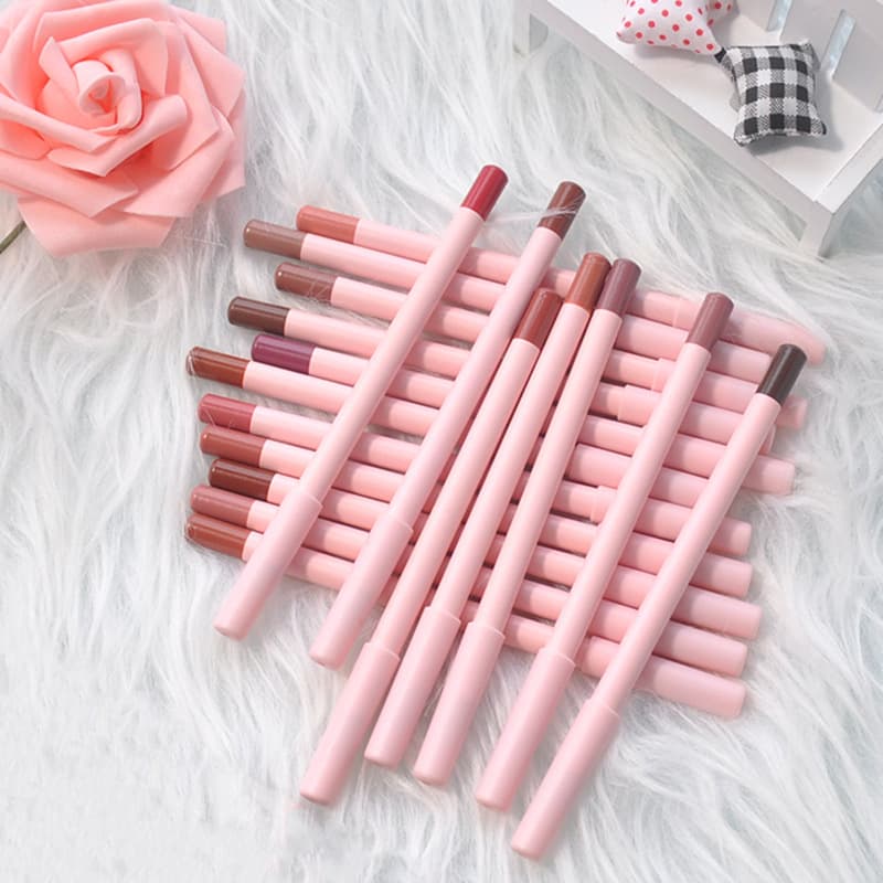 Matte Lip Liner Dark Brown Smooth Easy Color Pink Pencil Lipstick Makeup