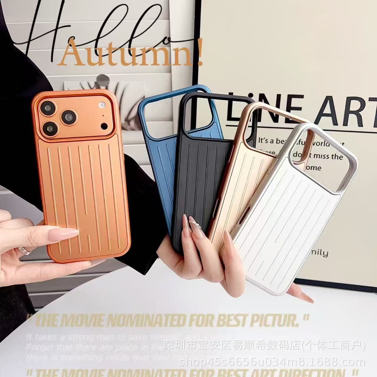 New Luggage Apple 17 Pro Max Full Coverage Phone Case Metal Case iPhone 16/15/14 Metal Export