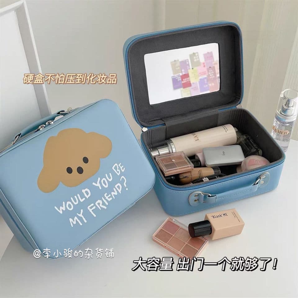 Large Capacity Cosmetic Storage Bag with Mirror, Portable Makeup Bag, Waterproof, Premium Handbag, Travel Style