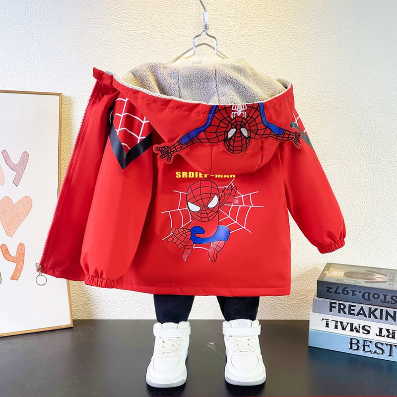 Autumn and winter velvet children's Ultraman coat, Korean style, handsome, casual, little boy