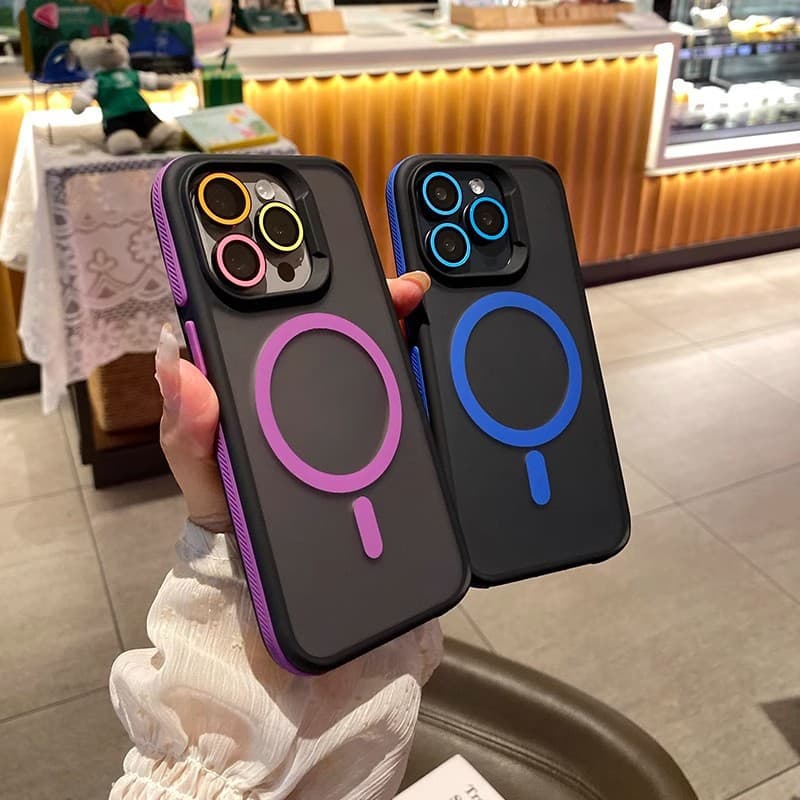 Compatible with Apple iPhone 17 Pro Max Phone Case Dual Color Magnetic iPhone 16 MagSafe Frosted Skin Feel Protective Case