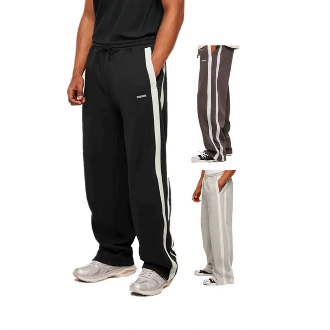 GYMSHARK Men's Double-Panel Jogger Printed Casual Pants Gym Fitness Mid-Rise Straight Leg Pants