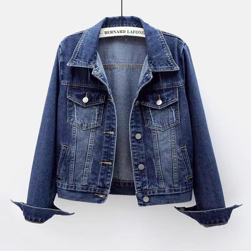 Spring and Autumn Denim Coat Women's Short Slim-fit Simple All-match Jacket Washed Cardigan Single-breasted Long-sleeved Trendy Top
