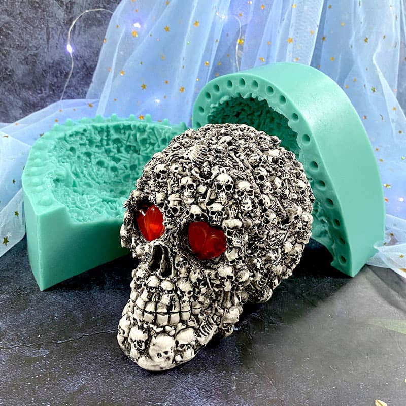 Large Skull Skeleton Silicone Mold 3D Halloween Handmade Resin Candle Mold Plaster Decoration