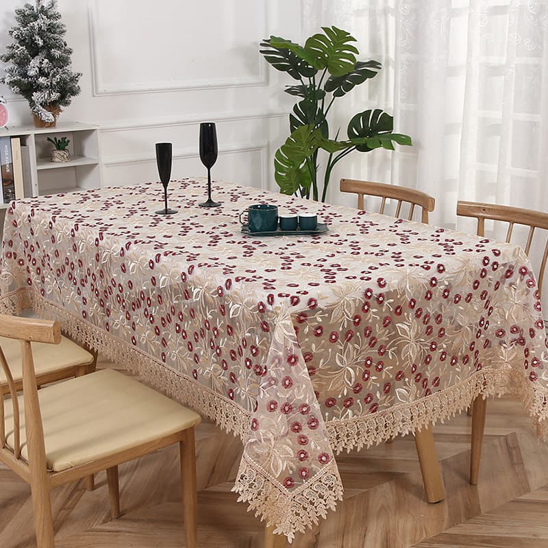 Cross-border Amazon Light Luxury Lace Tablecloth Mesh Embroidery Craft Dining Table Cloth Coffee Table Cover Fresh Tablecloth