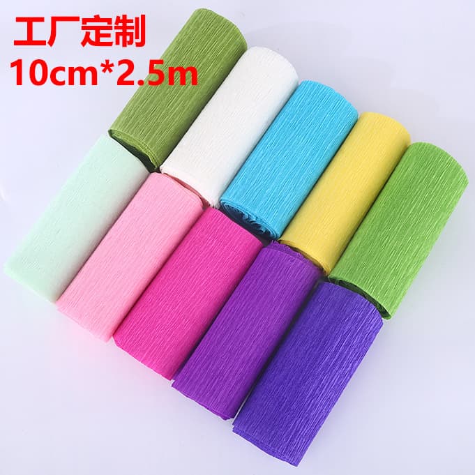 Factory wholesale 10cm*2.5m crepe paper crimped paper bright red wrapping for handmade DIY floral curling paper