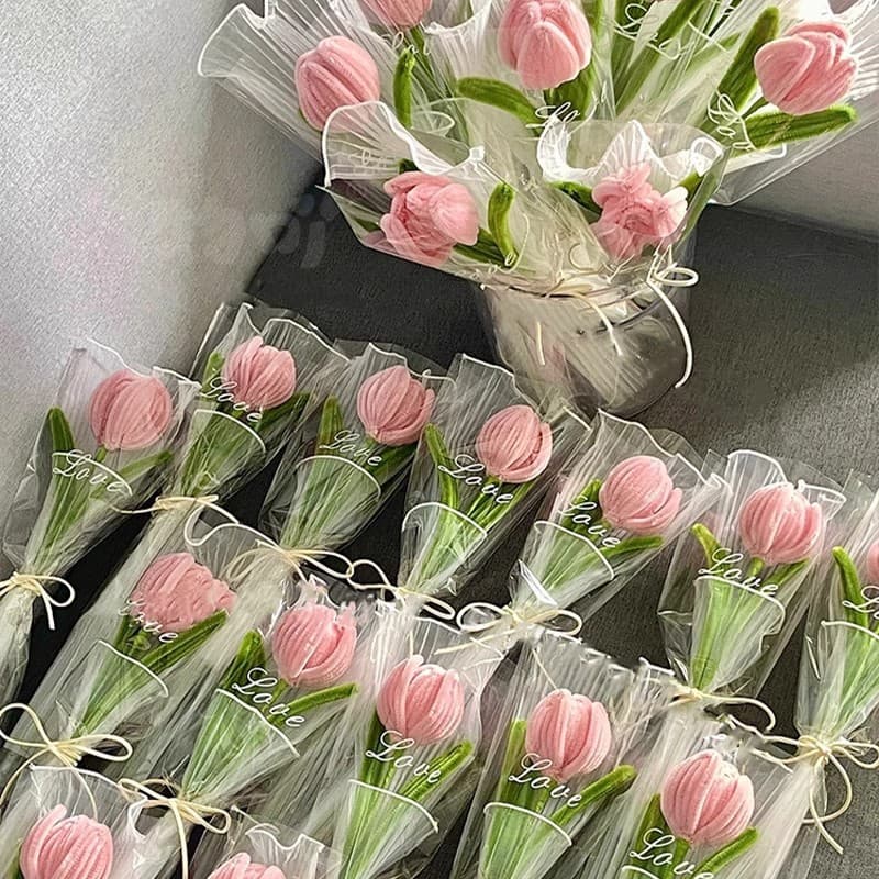 Creative Tulip Twist Stick Bouquet Handmade DIY Kit for Employees Elders Graduation Season Gift Flowers