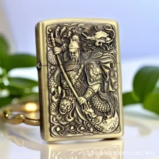 Factory Direct Metal Polished Lighter Zinc Alloy 3D Embossed Guan Gong Exquisite Craftsmanship Wholesale Cotton Oil Lighter