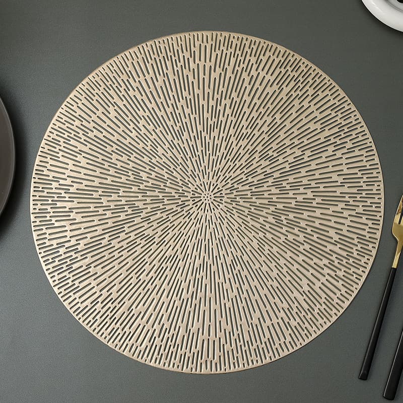 Gold-stamped PVC placemat, hollowed-out heat-insulating mat, table mat, cross-border e-commerce, hotel restaurant, Amazon round plate placemat