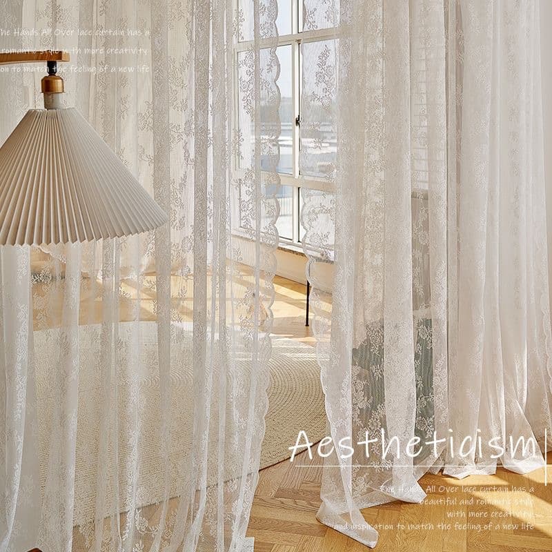 French lace sheer curtains, dreamy lace curtains, light luxury window screens for living rooms and bedrooms, white gauze for living room and balcony