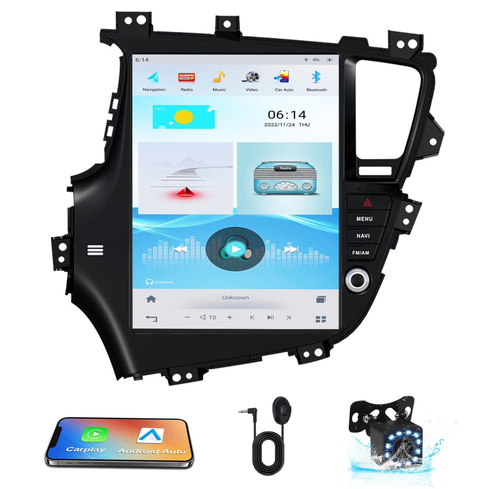 Kia K5 2011- Android Navigation Central Control Large Screen Wireless CarPlay In-Car Navigation All-in-One