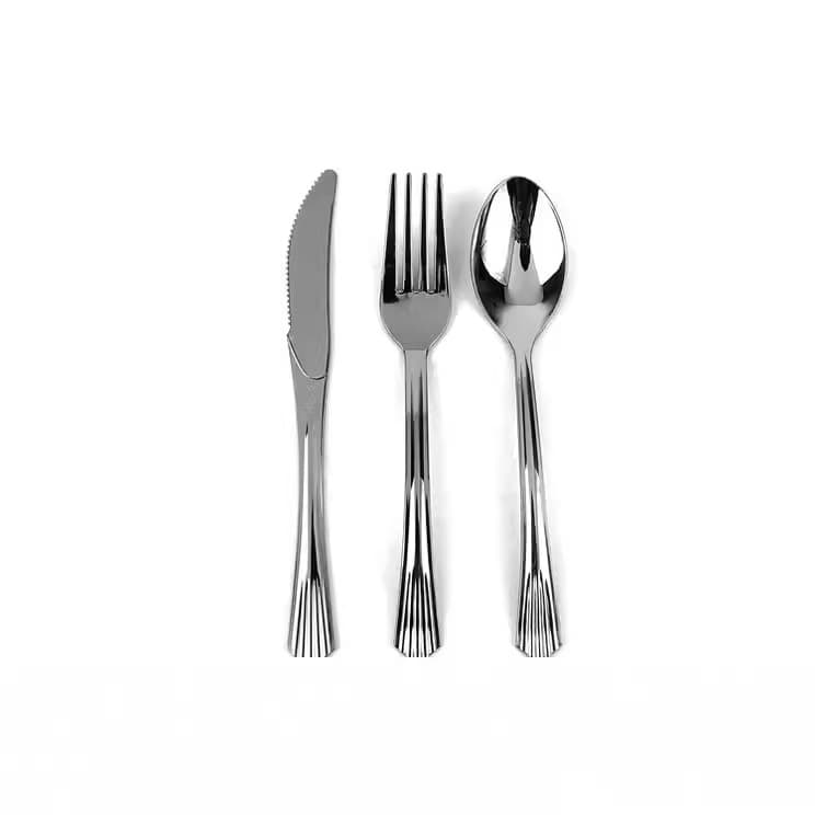 Disposable high-end food-grade plastic PS environmentally friendly electroplated tableware disposable cutlery, forks and spoons