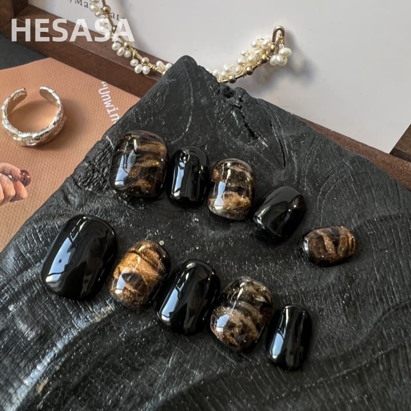 Sxrq | Niche Design Pure Hand-Painted Ab Short Cat-Eye Dark Manicure [Dust] Pure Handmade Wearable Manicure