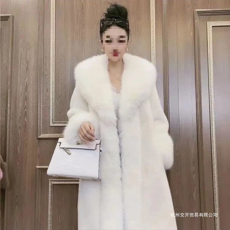 Haining Fur Women's Wear Imitation Mink Ladies Coat Slimming Long Imitation Golden Mink Plush Coat Large Size Winter New Style