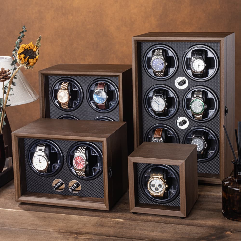 High-end automatic mechanical watch winder made of walnut wood, single-position electric watch box, quiet home use.
