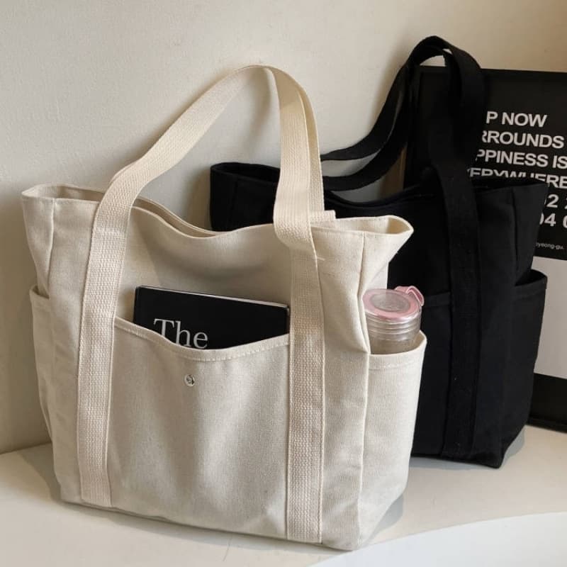 Large Capacity Canvas Tote Bag for Work, Commute, School, Stylish and Versatile Single-Shoulder Cloth Bag