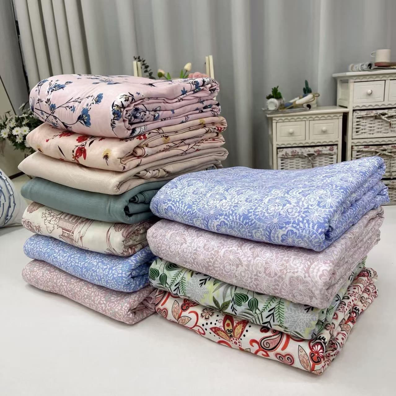 Bamboo fiber knitted double-layer cover blanket single 150*200 summer cool feeling without cotton padding thin blanket