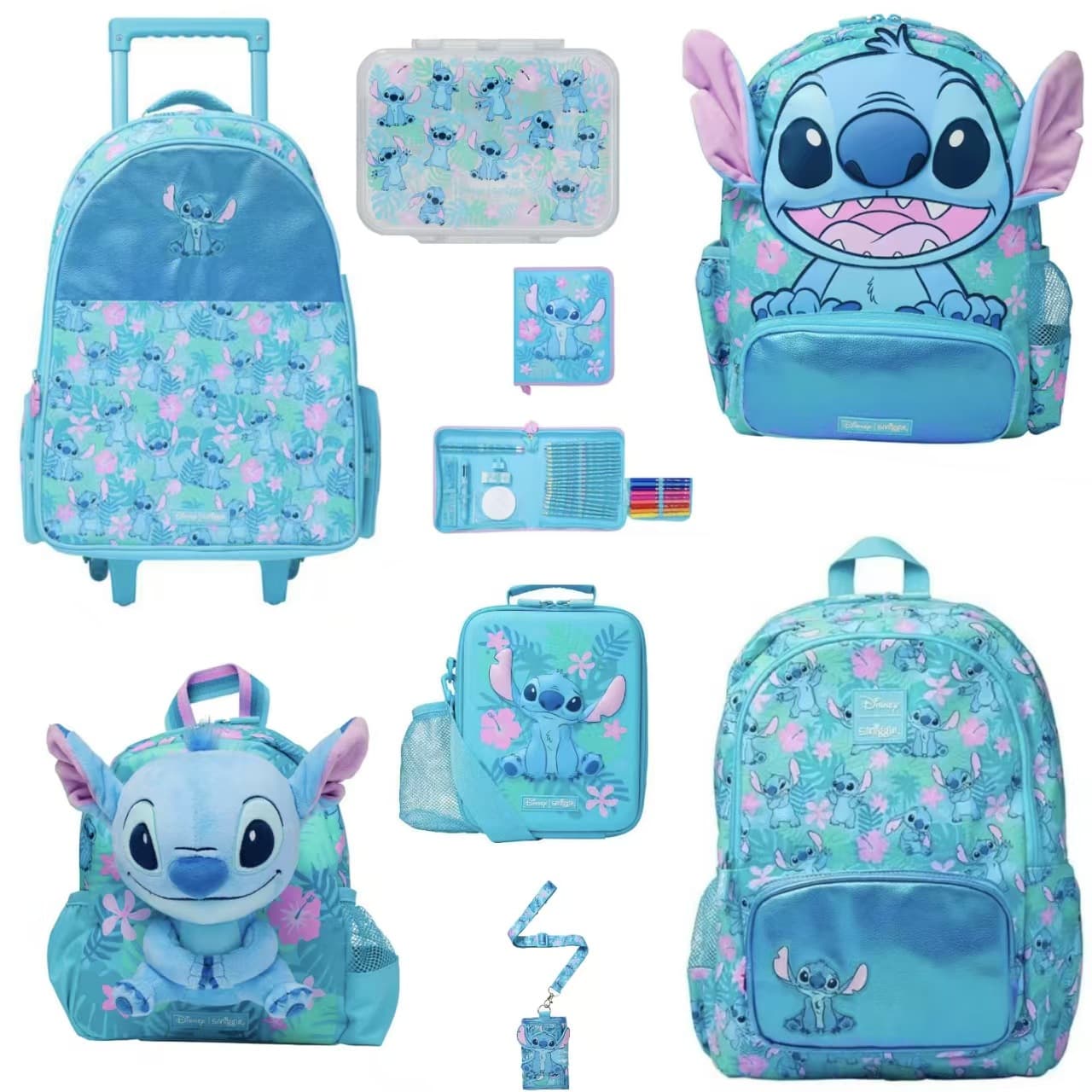 Australian smiggle Stitch schoolbag backpack trolley schoolbag primary and secondary school children cartoon shoulders