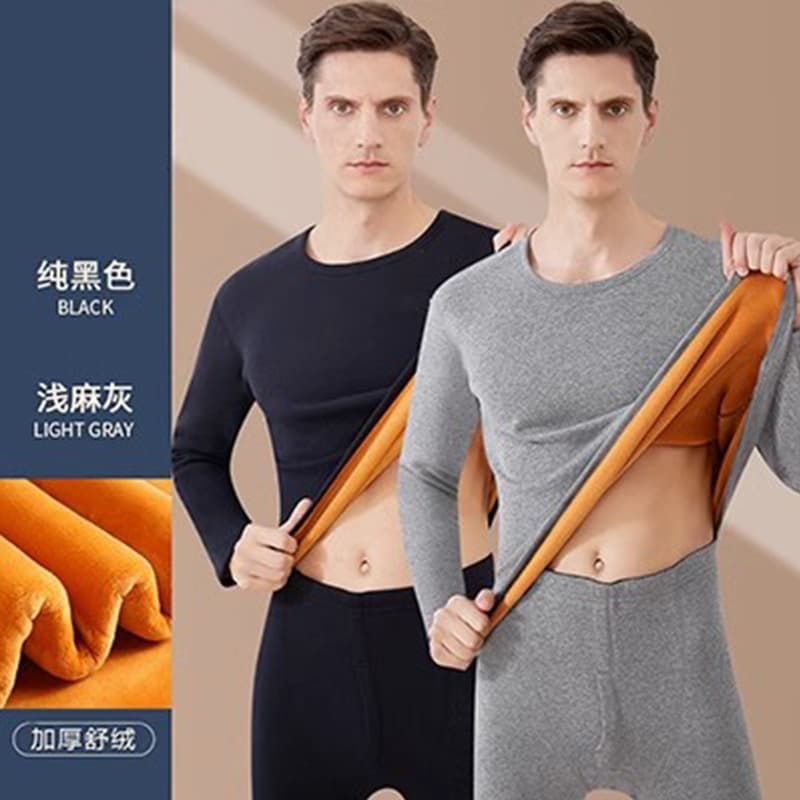 Men's Thermal Underwear Fleece-Lined Thickened Base Layer Shirt Autumn and Winter Long Johns Men's Golden Fleece Warm
