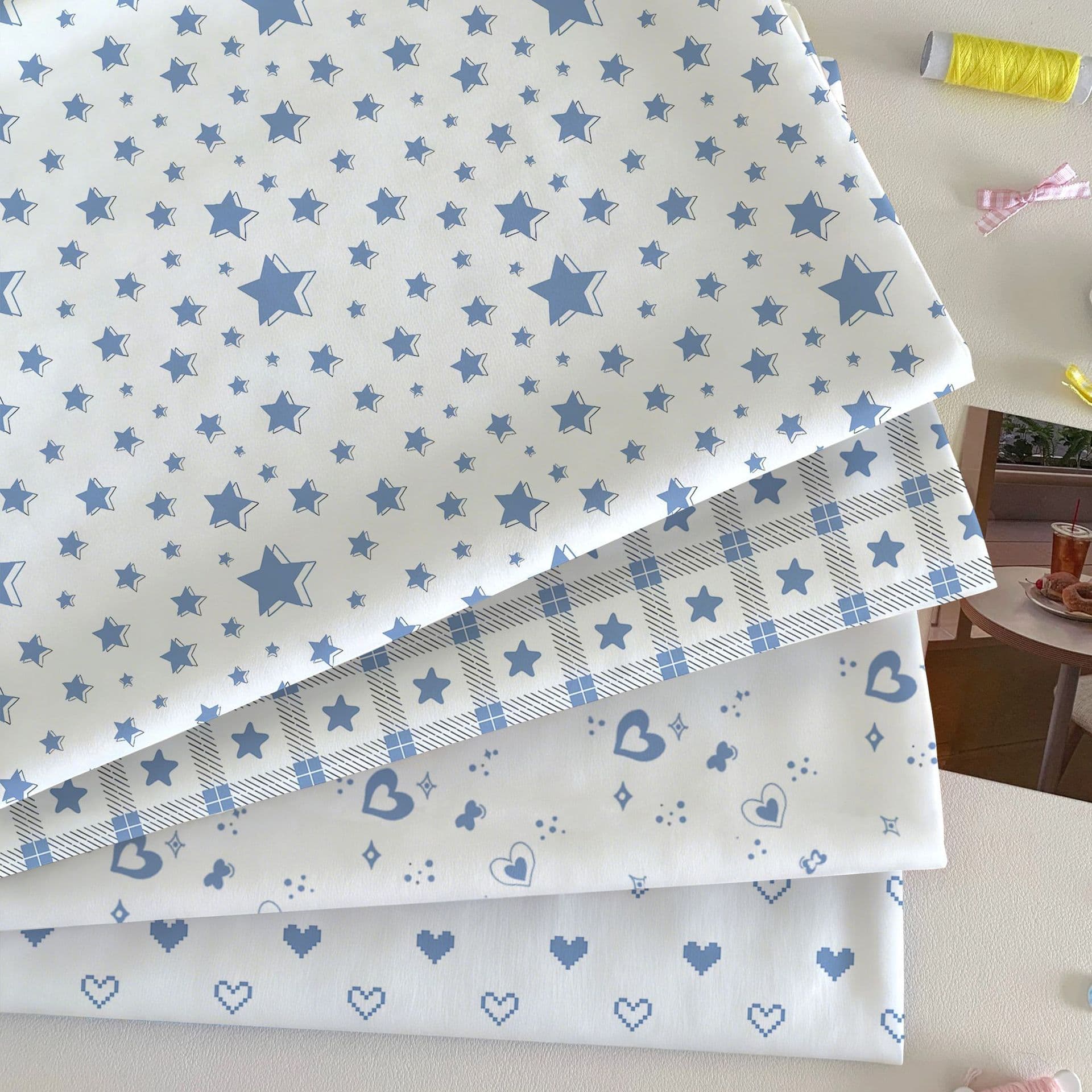 Korean style ins pixel fresh tablecloth DIY handmade fabric bedroom tablecloth student dormitory desk dustproof decorative cloth