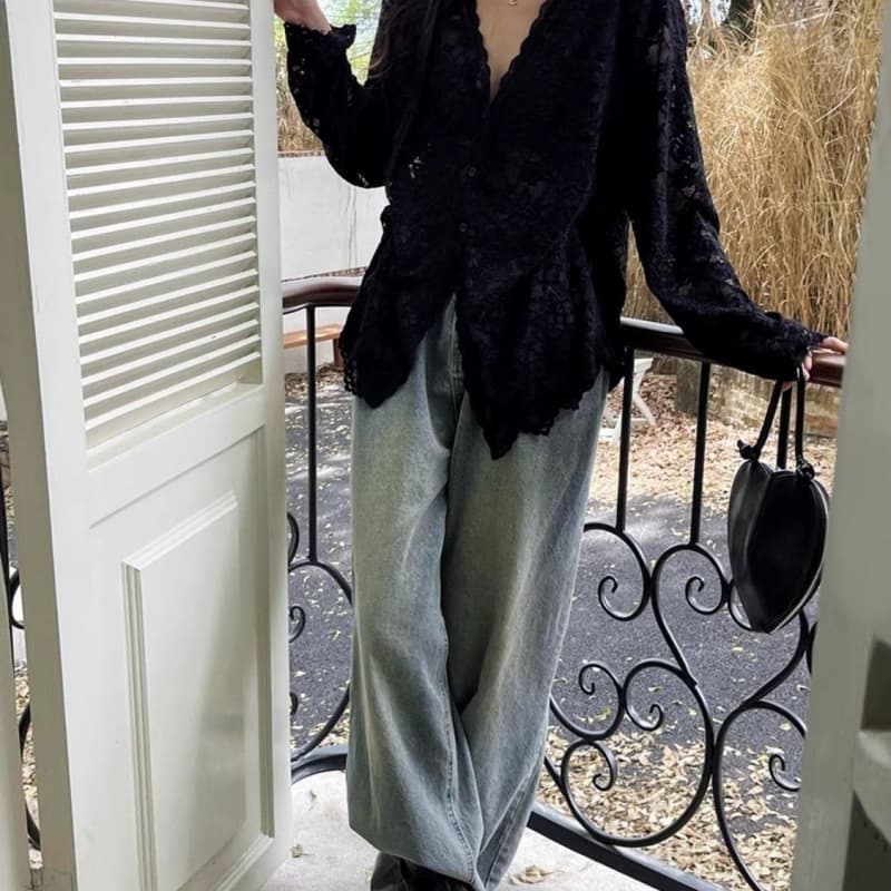 Spring and Autumn Long-Sleeve Shirt for Women 2026 New Style Stylish Hollow-Out Top