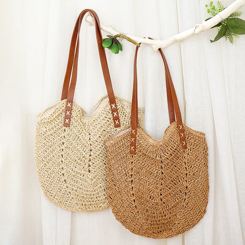 2026 New Forest Style Single Shoulder Bag Hollow Single Silk Woven Bag Straw Bag Handbag Crossbody Bag Women's Bag Wholesale