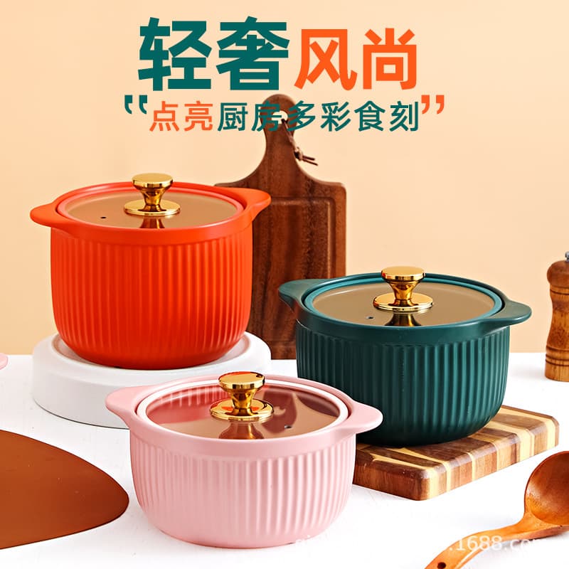 National Day and Mid-Autumn Festival Gift Ceramic Casserole Large Capacity Home Soup Pot Open Flame High Temperature Gas Stove Model