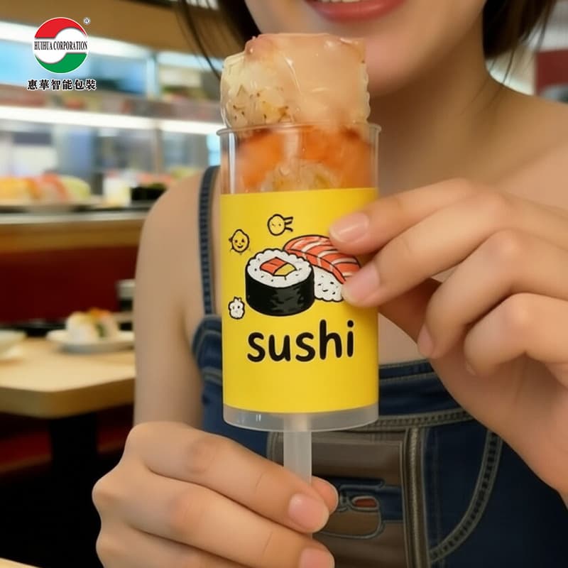 Mini Sushi Tube Push Pop Food-Grade Transparent Rice Ball Mold Disposable PP Plastic Round Sushi Cup