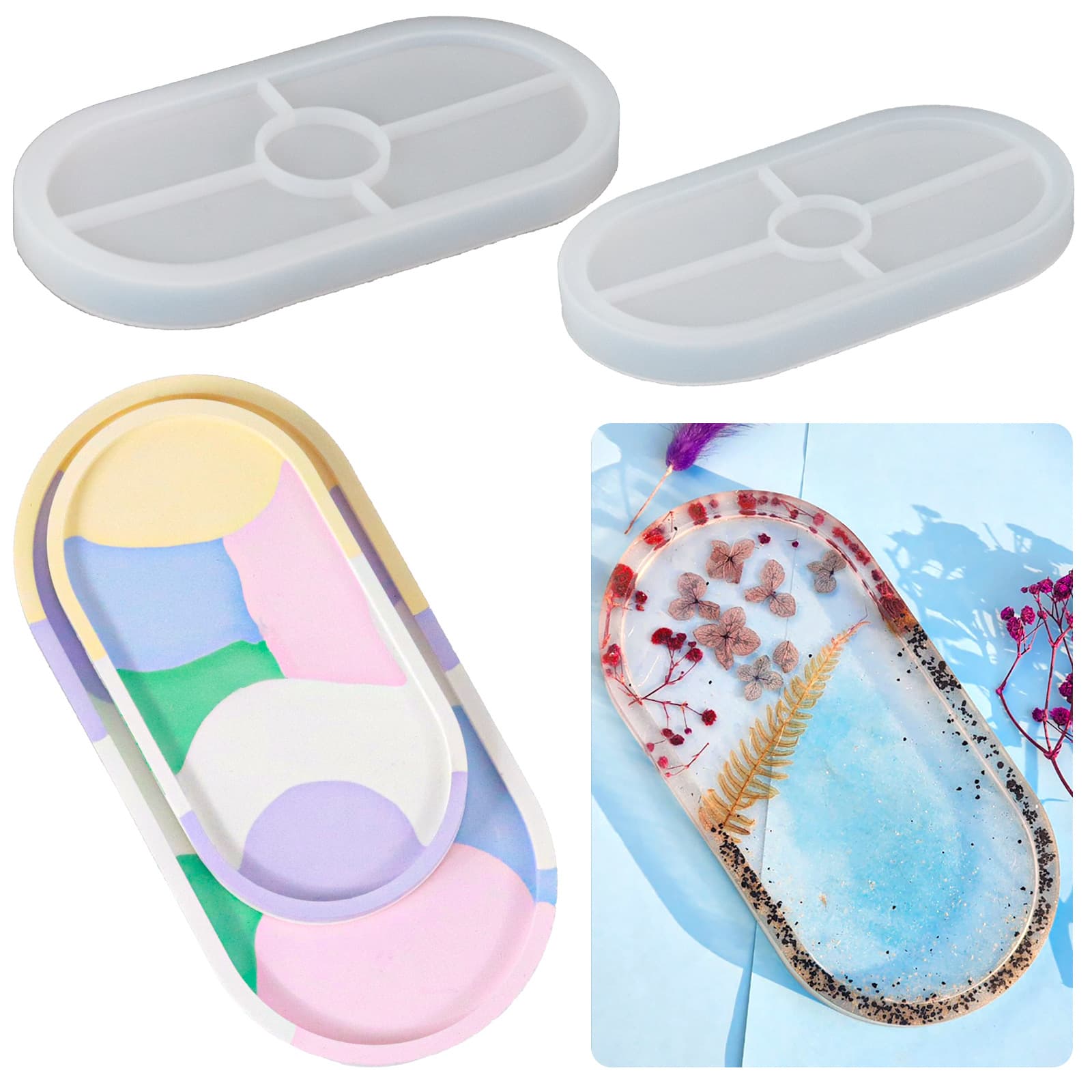 24cm Oval Tray Silicone Mold DIY Plaster Oval Coaster Resin Dish Mold