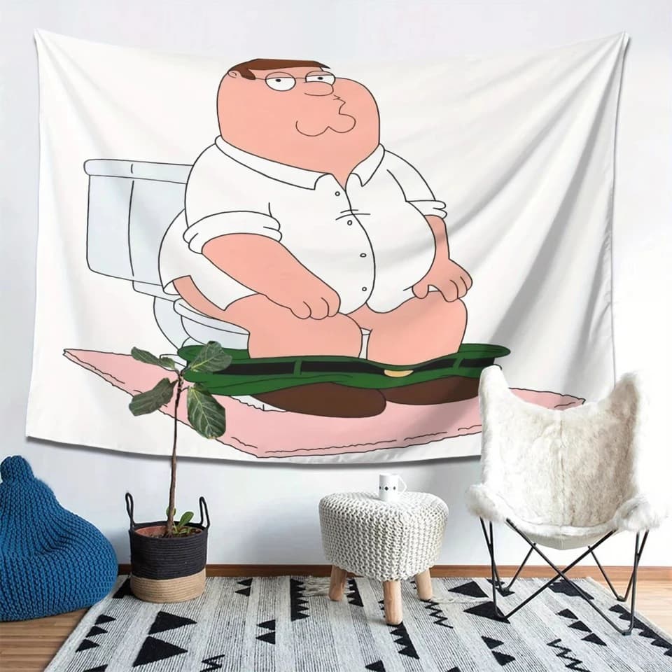 Cross-border dropshipping spoof cartoon Pete toilet funny interesting animated character tapestry aesthetic home decoration