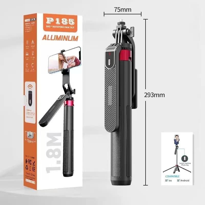 P185MAX P180 Upgrade Evolution 2.2m Extended Four-Leg Bluetooth Phone Holder Stabilizer Bluetooth Selfie Stick