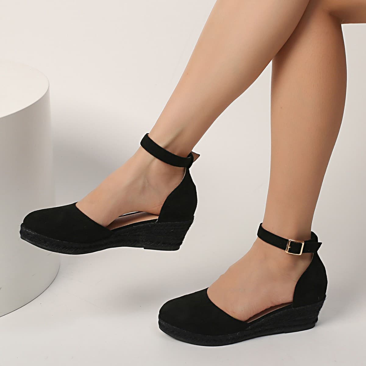 Woven Wedge Platform Women's Sandals 2026 Spring New Style Closed Toe with One-Strap Buckle
