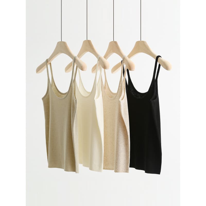 Dry and Breathable Lyocell Tencel Linen Camisole Tank Top U-Neck Sleeveless Slim Fit Summer New 833