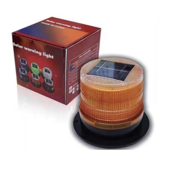 Solar Magnetic LED Warning Light Signal Lamp Magnetic Roof-mounted Strobe Light for Night Traffic Barriers