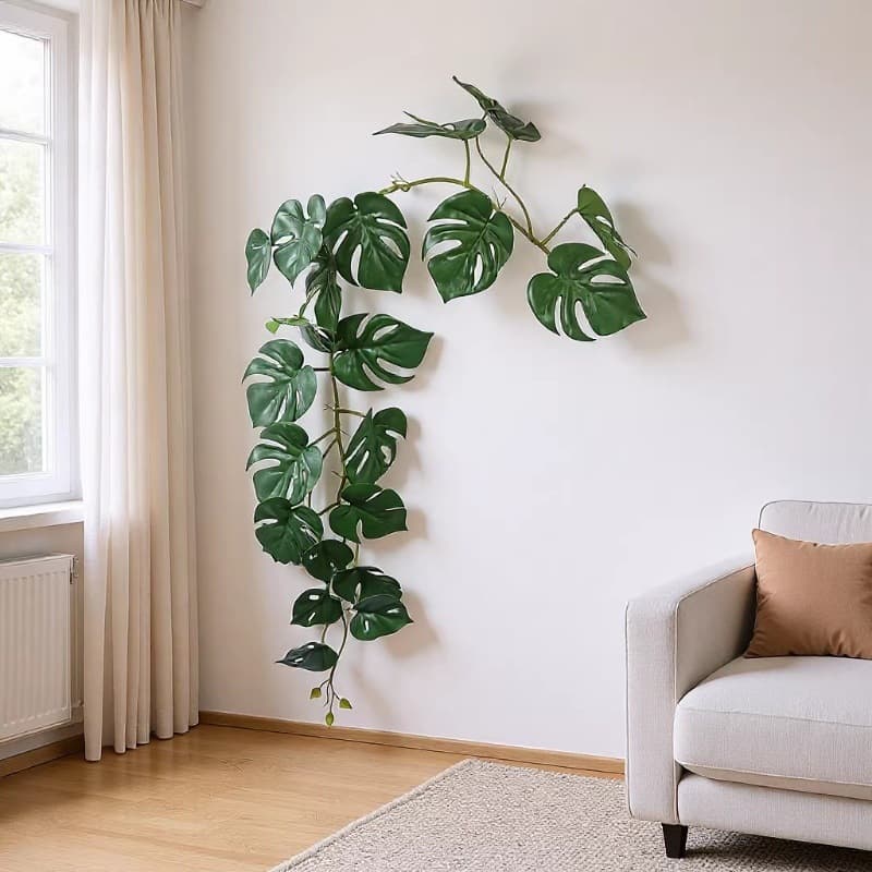 1.2m Artificial Plant Vine for Home Wedding Decoration, Faux Green Vine, No Maintenance, Sun-Resistant, Waterproof