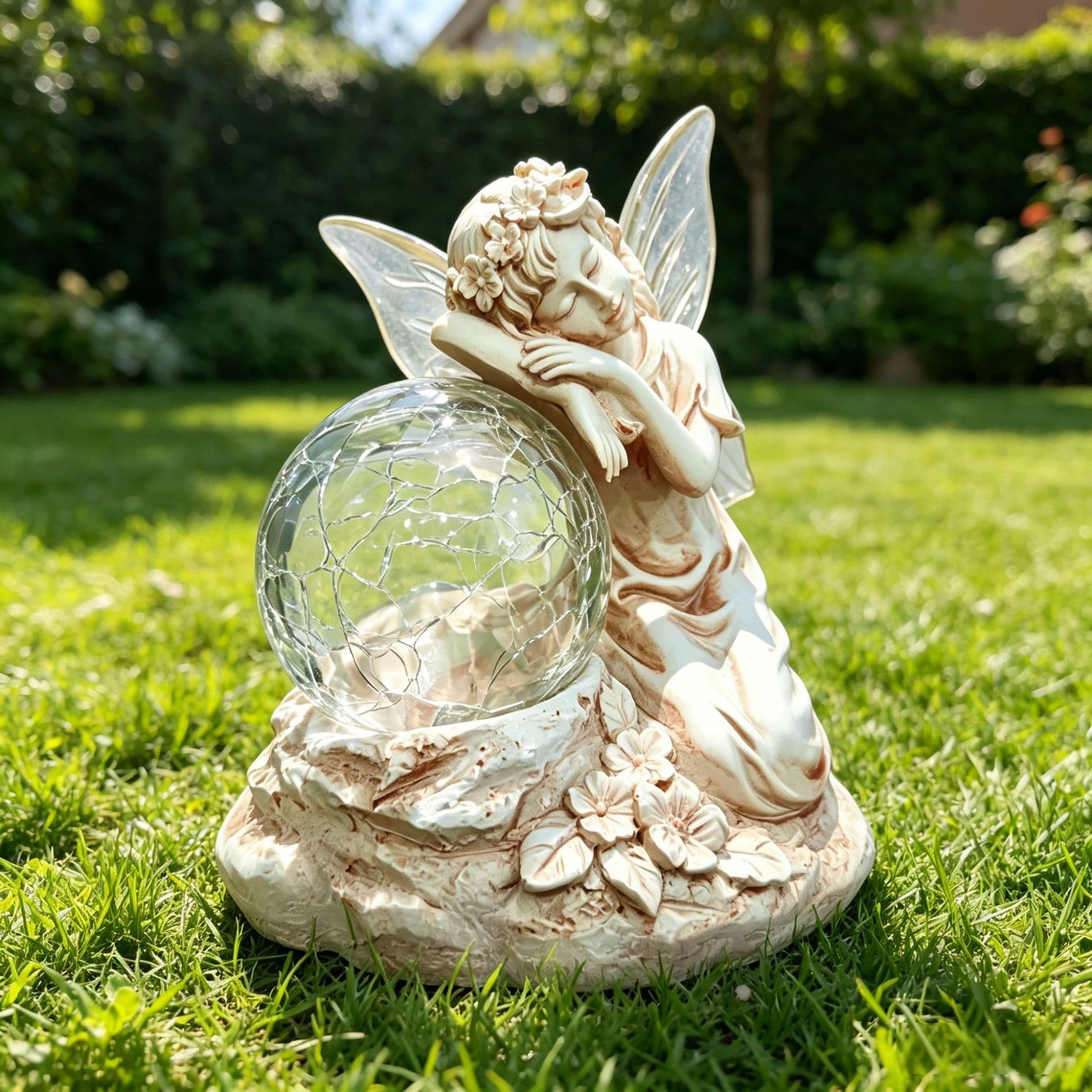 Cross-border Hot Selling Solar Outdoor Light Garden Yard Solar Light Solar Flower Fairy Resin Lawn Light