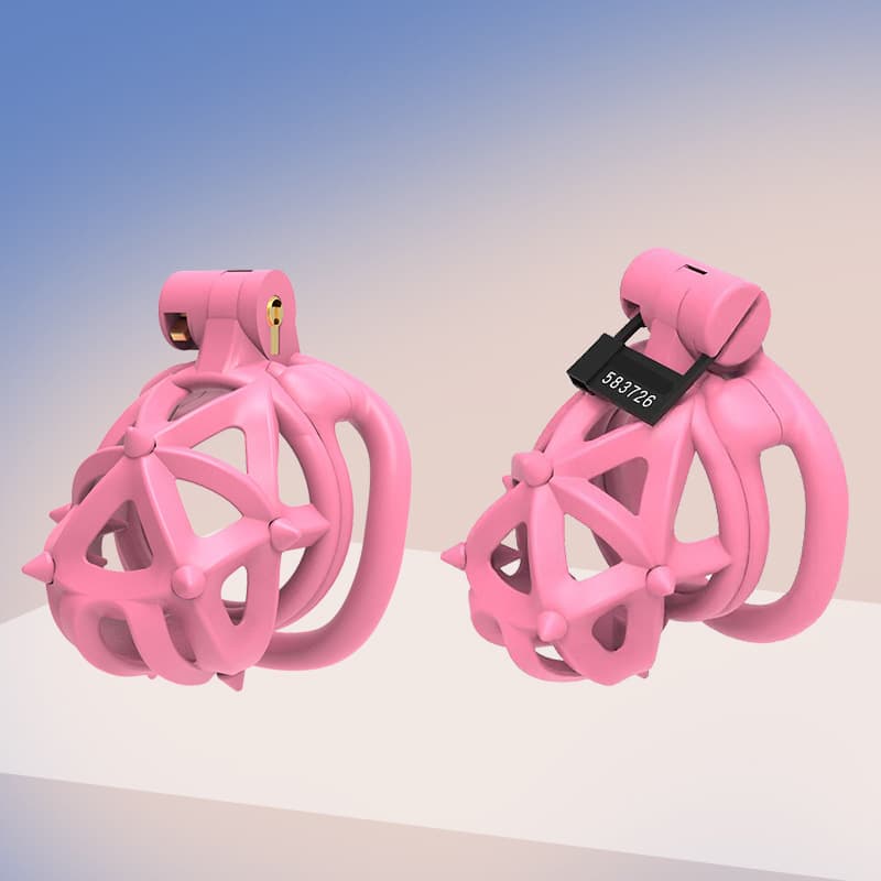 Male Chastity Lock Diamond Dual-Head Soft Spikes 3D Printed Chastity Cage SM Adult Femboy Training Sissy Abstinence