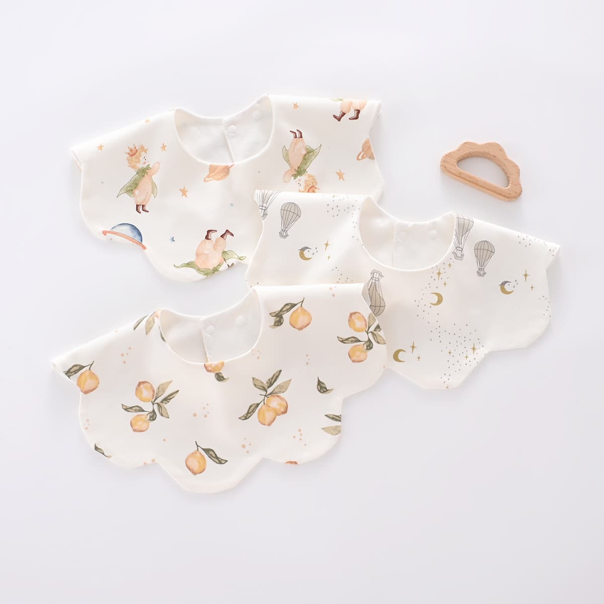 Baby Bibs, Pure Cotton Waterproof Drool Pads, Newborn 360-Degree Extra Absorbent Mealtime Bibs