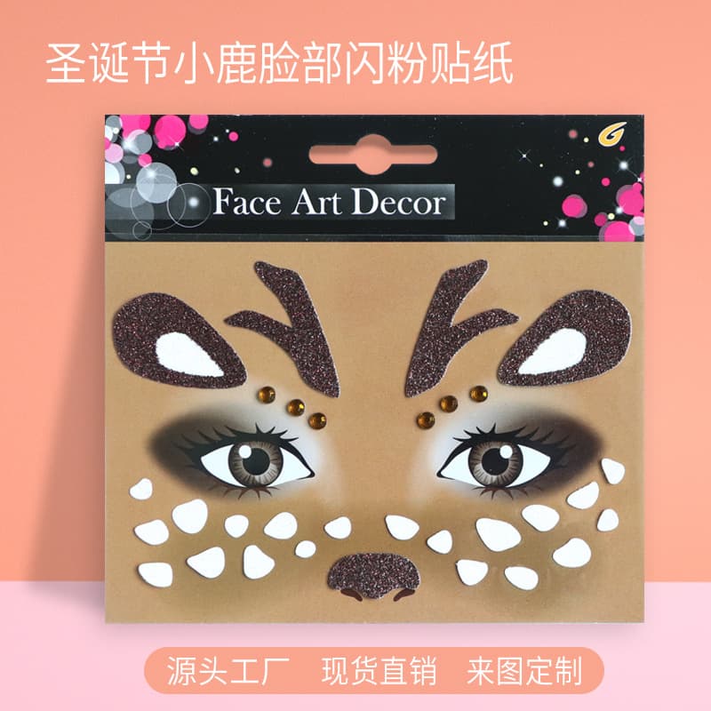 Christmas Fawn Sika Deer Carnival Holiday Party Stage Performance Facial Makeup Face Sticker