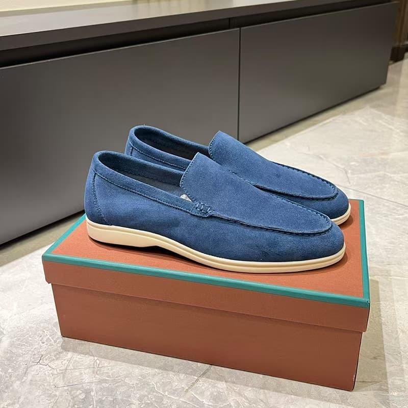 LP Men's Suede Loafers Business Casual Shoes Comfortable Flat Slip-On Men's Shoes Old Money Style Loafers