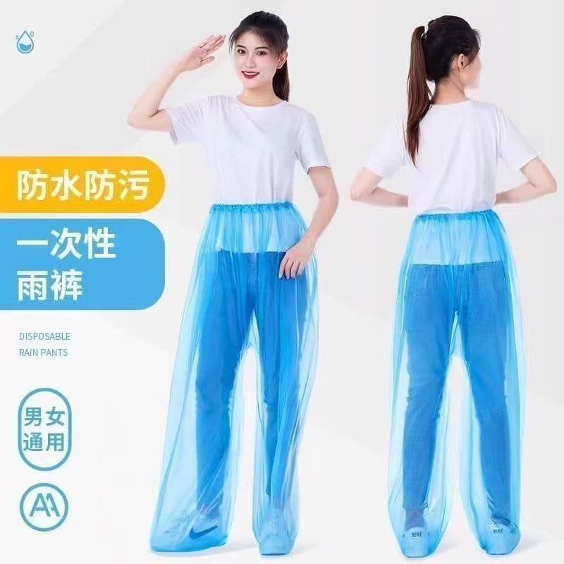 Disposable rain pants foot-covered thickened sealed-foot long connected-foot adult unisex portable waterproof rafting universal