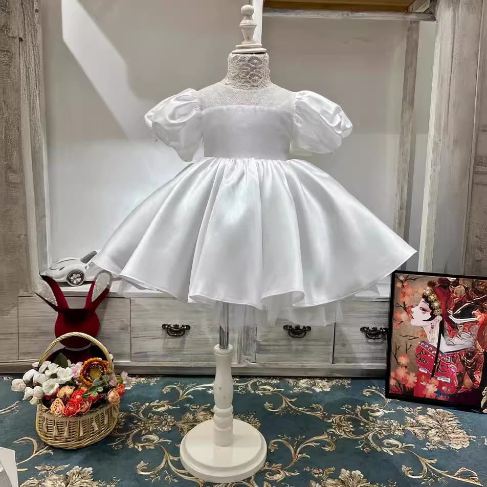 24 Kids Princess Dress Flower Girl Tulle Wedding Gown Runway Performance Birthday Little Girl High-End Elegant