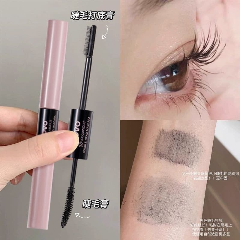 Novo Double-Ended Mascara Long-Lasting Smudge-Proof Waterproof Sweat-Proof Curling Lengthening Volumizing Mascara Primer for Female Students